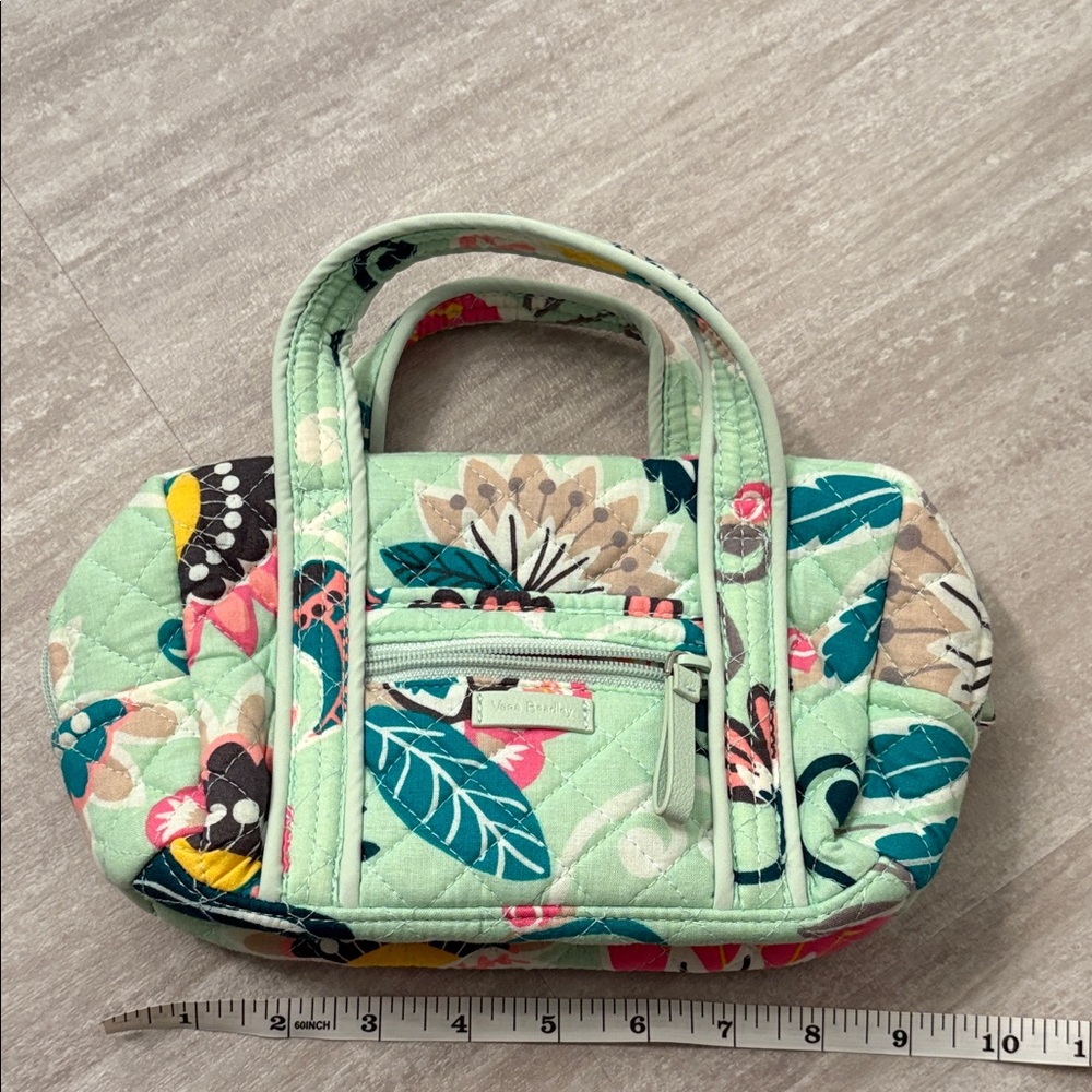 Vera Bradley Mint Green Floral Cosmetic Bag